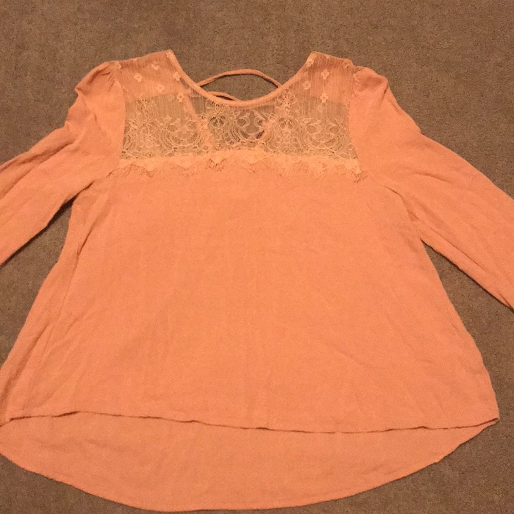 pink long sleeve flowy shirt